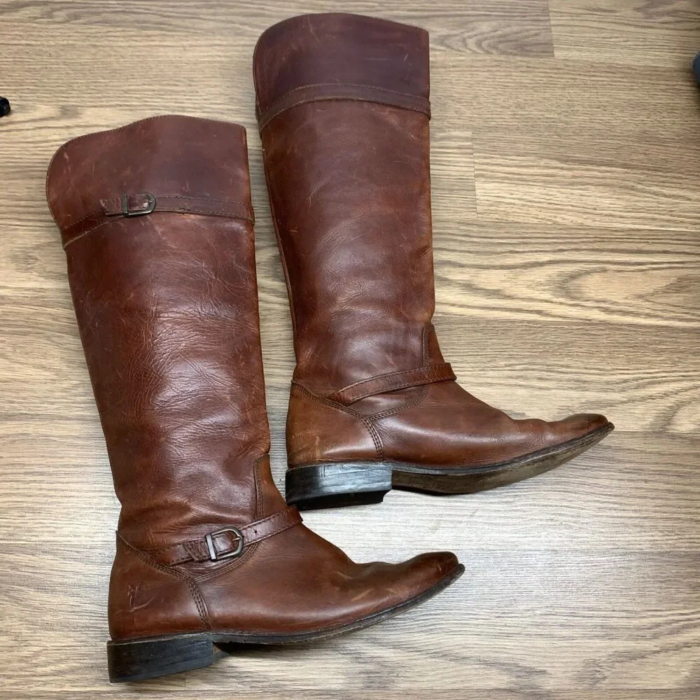 FRYE Shirley 77745 Brown Leather‎ Equestrian Riding Boots Women's 6.5B